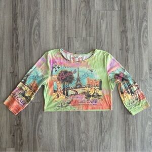 Christopher & Banks Cropped 3/4 Length Sleeve Rhinestone Paris Top, Size XL